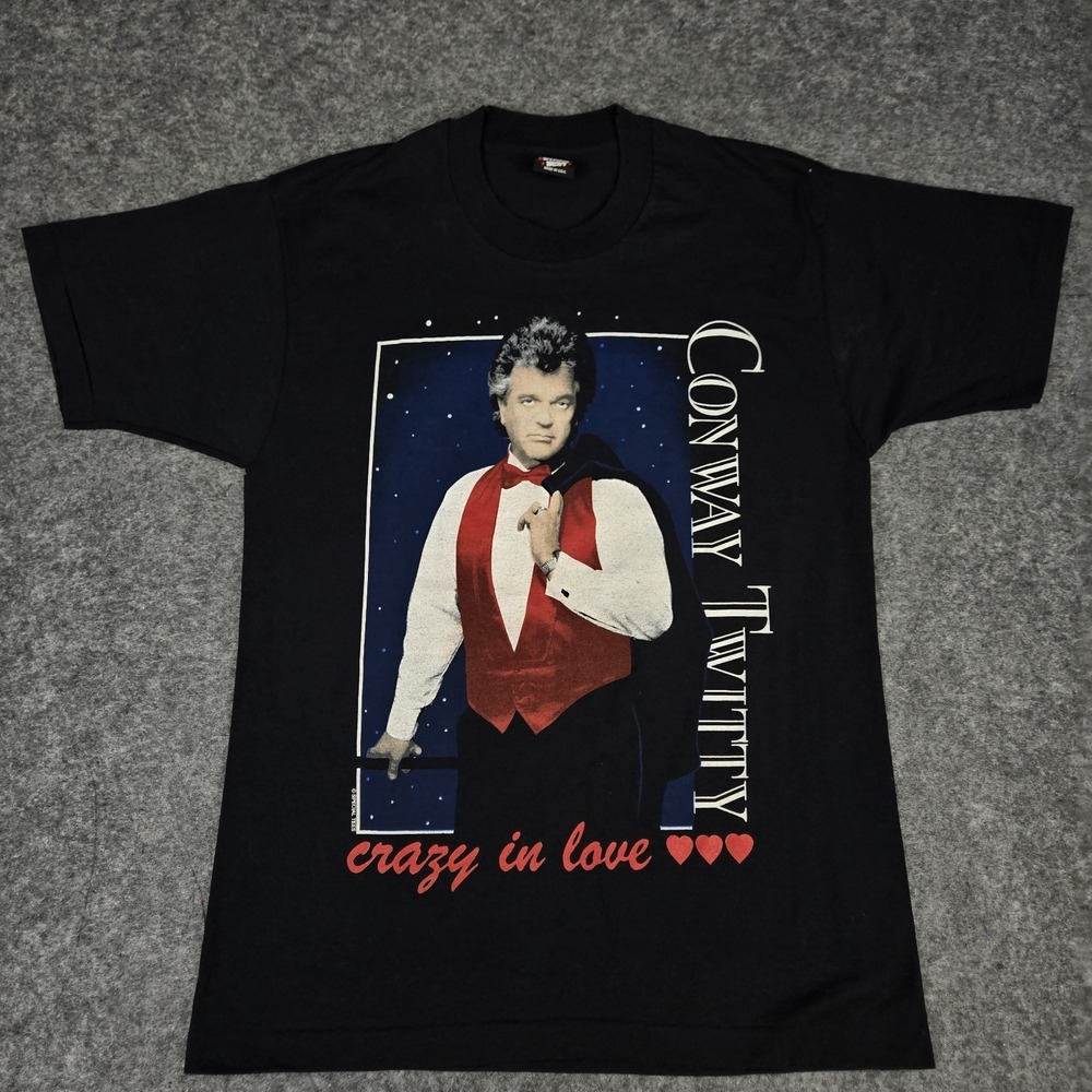Vintage Conway Twitty Concert Tour‎ T-Shirt L USA Crazy In Love 90s Screen Stars